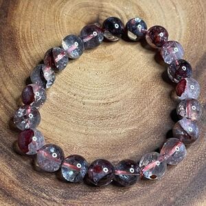 Fire Quartz beaded stretch bracelet ONE NEW reiki meditation crystal healing 8mm
